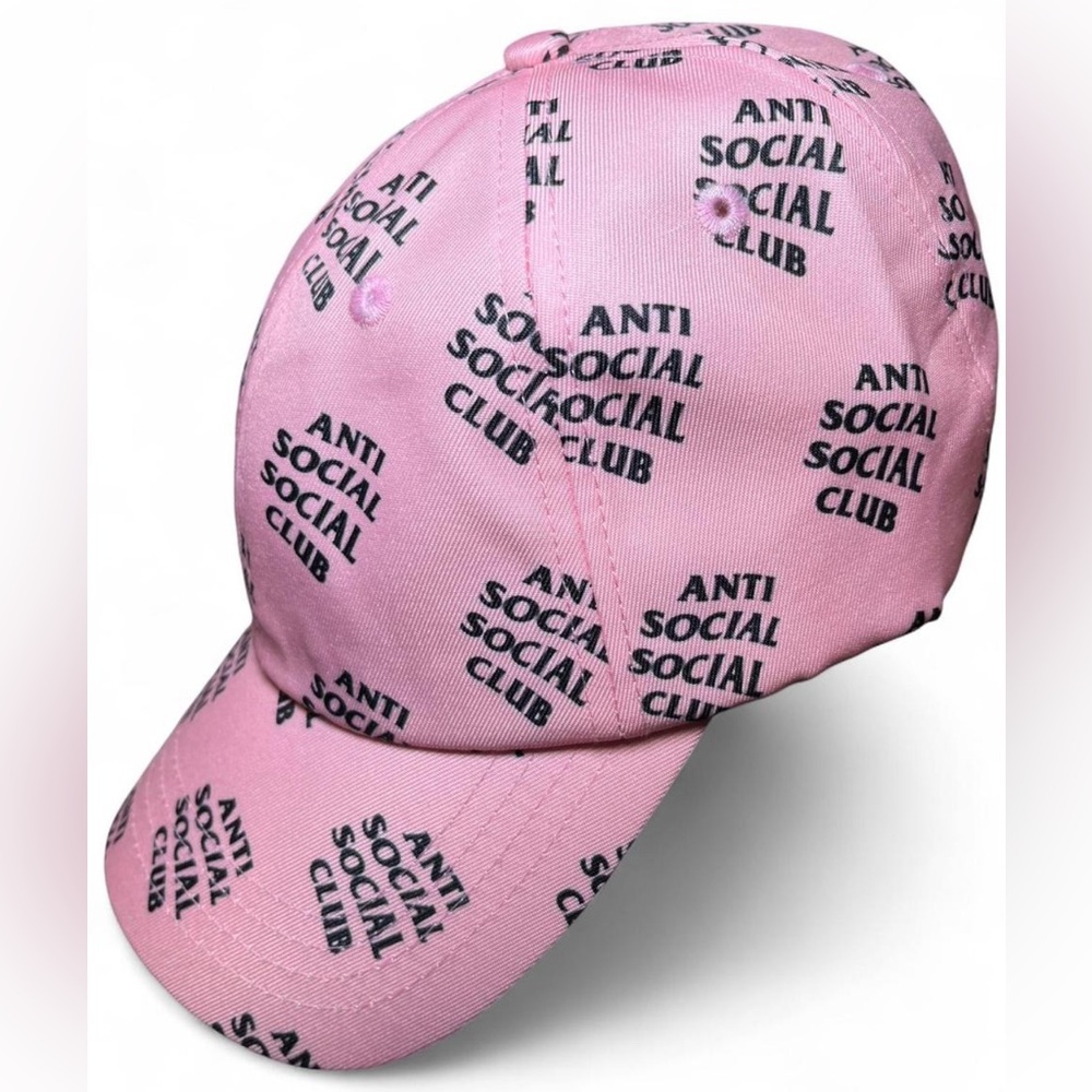 Anti Social Social Club Pink Logo Cap with Black Prints